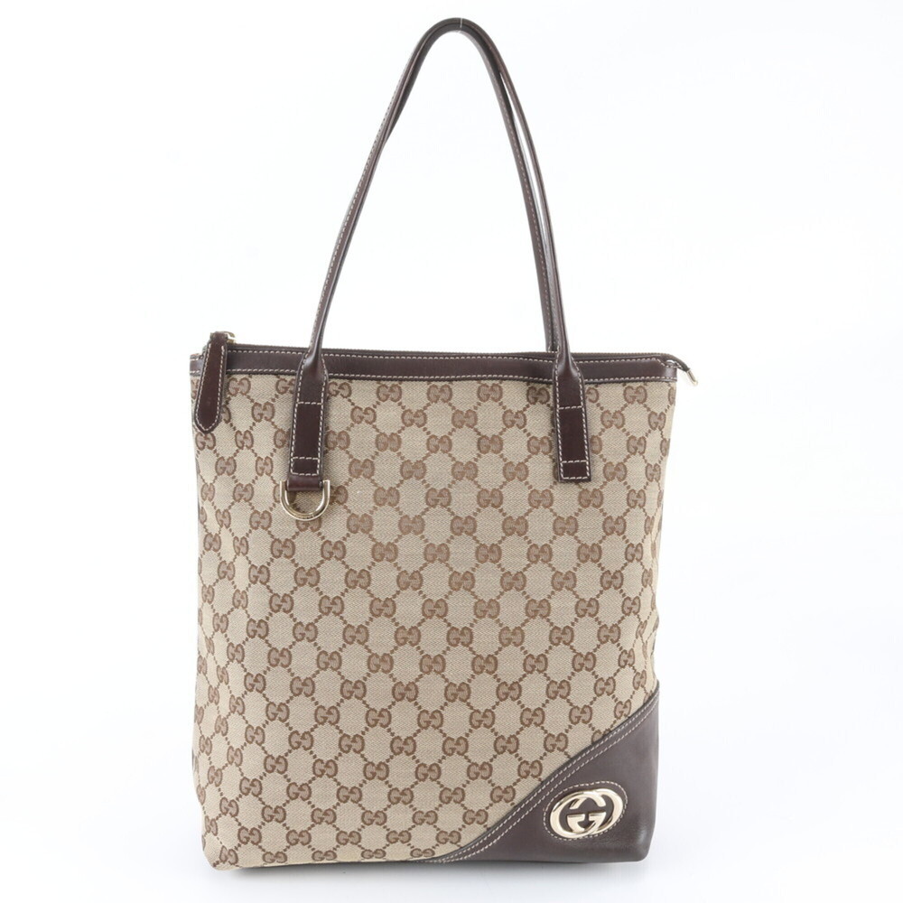 Gucci GG Canvas New Brit 182492 Leather Tote Bag Shoulder Handbag for Women